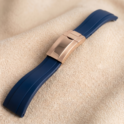 caoutchouc bleu marine or rose